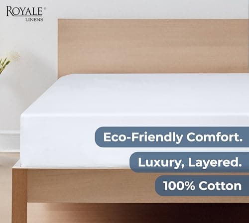 Royale Linens 100% Organic Cotton Fitted Sheet - Percale Weave - Super Soft Deep Pocket Bottom Sheets - White Elastic Sheet Queen Size - Queen Fitted Sheets Only - (60"x80"+15", White) 6