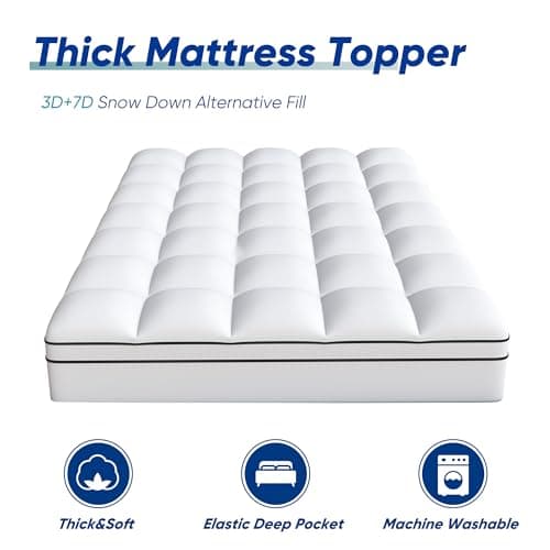 Memory Foam Mattress Topper Queen 4 Inch, Dual Layer 2 Inch Gel Memory Foam Plus 2 Inch Cooling Pillow Top Mattress Pad with 8-21 Inch Deep Pocket, Comfort Support for Back Pain 7