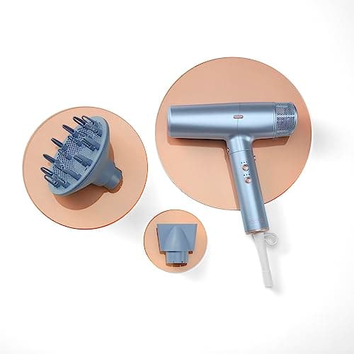 INFINITIPRO BY CONAIR Digital Dryer, Frizz-Reducing Ionic Hair Blow Dryer with Diffuser and Concentrator Attachments, Up to 5x More Speed and 90,000 RPMs for Advanced Drying Power, Blue 8