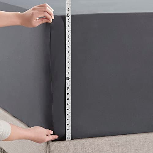 Empyrean Charcoal Grey Extra Deep Pocket Fitted Sheet Queen, Hotel Luxury Queen Fitted Sheet Only Easily Fits 18 to 24 Inch Mattress, Super Soft, Wrinkle-Free Bottom Sheets with Corner Straps 6