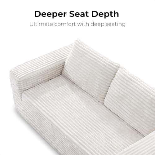 LIKIMIO 71" Loveseat Sofa in a Box - Plush Corduroy Deep Seat Couch, No Assembly Required, Space-Saving Design for Compact Living Room, Apartment, Home Office, Beige 5