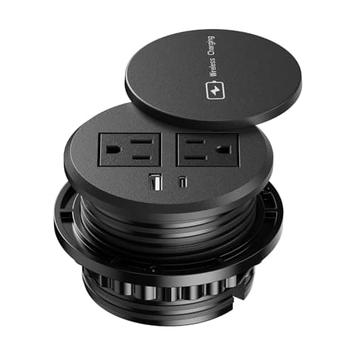 3 Inch Desk Power Grommet with 15W Wireless Charger, 20W USB-C Fast Charging Countertop Grommet Recessed Mount Power Outlet, with AC Outlets and 6ft Extension Cord 7
