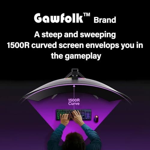 Gawfolk 34 Inch Ultrawide Curved Gaming Monitor, 1500R PC Screen 165hz UWQHD 3440x1440, Curved Computer Screen with FreeSync,Support Wallmount 75x75mm 5