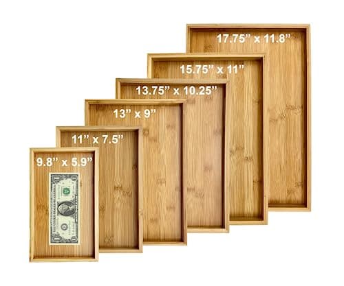 Bam & Boo (1-Pack) Natural Bamboo Rectangle Serving & Vanity Tray - for Kitchen, Bathroom, Countertop, Coffee Table (9.8" x 5.9" x 1.2") 6