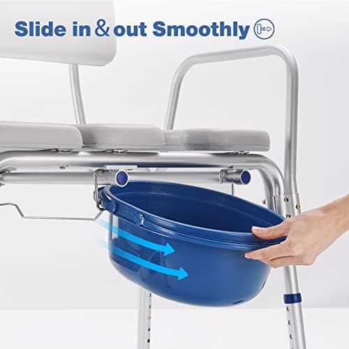 GreenChief Bedside Commode Chair 500 LBS, Padded Transfer Bench for Bathtub with Arms and Backrest, Heavy Duty Tub Shower Chair Adjustable Bath Seat for Inside Shower for Elderly Disabled 5
