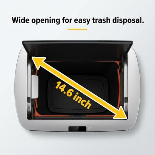 ELPHECO 13.2 Gallon Trash Can with Lid Motion Sensor, 50 Litre Brushed Stainless Steel Kitchen Trash Can Automatic with 10 Bags, Upgraded Silent-Closing, Fingerprint-Resistant, Kitchen, Office, Silver 6