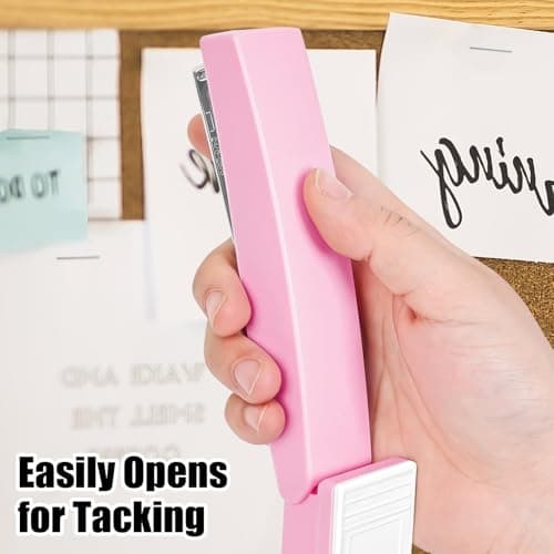 Stapler 25 Sheet Capacity with 1000 Staples and Staple Remover - Staplers for Desk, Non-Slip Office Stapler with Staples for Office, Pink 5