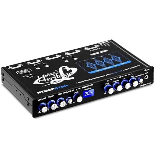 Lanzar 4 Band Parametric Equalizer - Bluetooth Wireless Audio Connectivity, Blue Light Illumination, Works with All of Today’s Latest Devices, 3.5mm AUX Input Jack, Input Gain Adjustments - Lanzar