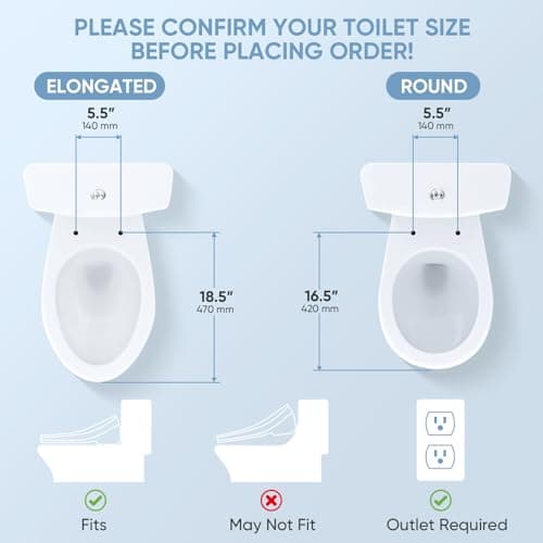 LEIVI Electric Bidet Toilet Seat with Wireless Remote and Side Panel, Multiple Spray Modes, Adjustable Heated Seat, Warm Water and Air Dryer, Auto LED Nightlight, Elongated 5