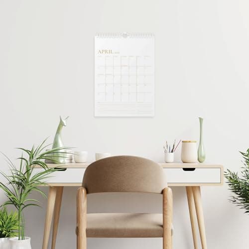 Karto Wall Calendar 2025 - Vertical 8.5x11 inch Runs Until June 2026 - Boost Your Productivity and Easy Planning with the Aesthetic Monthly Calendar - Golden 7
