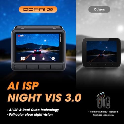 DDPAI 4K Dash Cam Front and Rear, Built-in 32G eMMC Dual Dash Car Camera,64GB Card Included Dashcam,Night Vision Dash Camera,5GHz WiFi, 7 Days Parking Mode,GPS,3" IPS, ADAS, WDR, Support 512GB,Z60 6