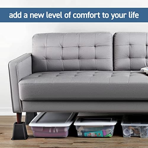 Home It Adjustable Bed Risers - Elevation in 3, 5 or 8 Inch - Heavy Duty Stackable Furniture Risers Supports 1,300 lbs - for Under-Bed Storage, College Dorms, Table and Couch, 4 Pack Bed Lifts Black 7