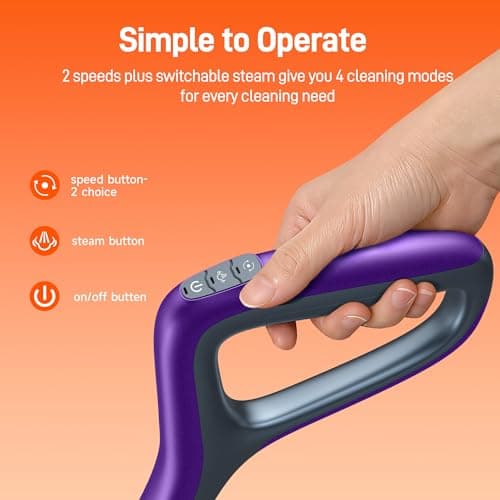 BOJUK Scrub & Steam Mop with Rotating Mop Pads, LED Headlights, 6 Scrub Pads, Large Tank, Swivel Steering, Effortless Scrubbing Hard Floor Cleaner Upgraded 5