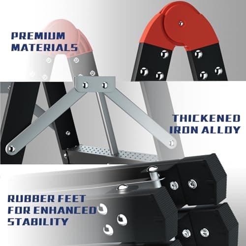 APARECIUM Foldable Twin Front Ladder, Collapsible A Frame 4-Step Ladder, Compact Step Stool with Wide Anti-Slip Pedal, Metal Portable Lightweight Ladder, EN131, 375lb Capacity 5