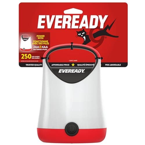 Eveready LED Camping Lantern X-250, Bright Tent Lights, Rugged Water Resistant LED Lanterns, 100 Hour Run-time, Red and Black 6