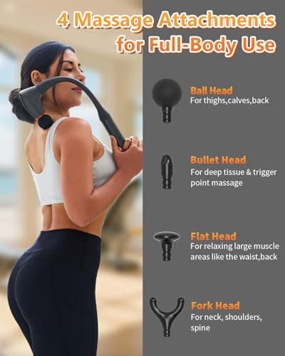 Convertible Massage Gun Deep Tissue for Back Neck Muscle Pain Relief - Electric Handheld Percussion Shoulder Massager Tool with Detachable Long Handle Portable Case，FSA-HSA Eligible 6