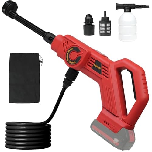 Cordless Pressure Washer for Milwaukee M18 18V Battery, Portable Cordless Power Washer Max 1300PSI with 6-in-1 Nozzle & 17FT Drain Hose, Handheld Pressure Washers for Patio/Car/Floor/Fence(No Battery)