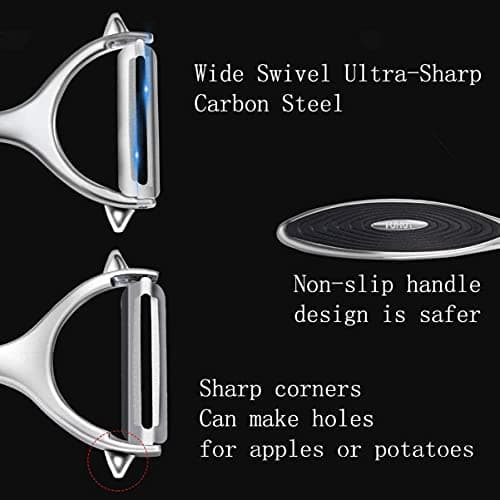 FUHUY Vegetable, Apple Peelers for kitchen, Fruit, Carrot, Veggie, Potatoes Peeler, Y-Shaped and I-Shaped Stainless Steel Peelers, with Ergonomic Non-Slip Handle & Sharp Blade, Good Sturdy (2PCS) 5