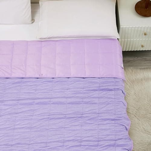 CODUM Weighted Blanket 10 Pounds Twin Size, Cooling Blanket for Hot Sleepers, Soft Bed Blanket Universal to All Seasons, 48''x72'' 10 LBS, Purple 5