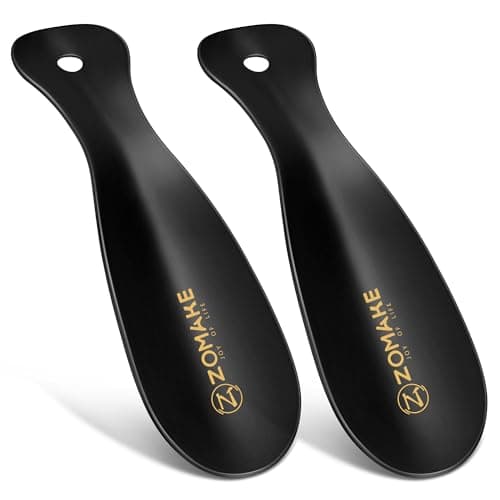 ZOMAKE Metal Shoe Horn,Small Travel Shoehorn for Men Women Kids,2 Pcs Portable Shoe Spoon Helper 7.5''