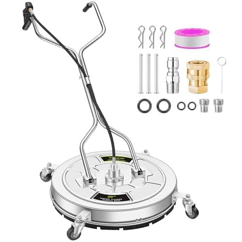 30" Pressure Washer Surface Cleaner Max with 4 Wheels, Stainless Steel Commercial Dual Handle Power Washer Surface Cleaner Hot Water Supported for Patio Decker Concrete Driveway, 4500 PSI