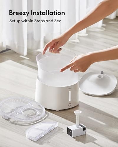 Silent Cat Water Fountain, HomeRunPet Pet Fountain with Wireless-Pump, Small-Dog Water Dispenser, Dual Mode, Quick Assembly & Easy-Clean, Filters Included, 68 oz/2L 5