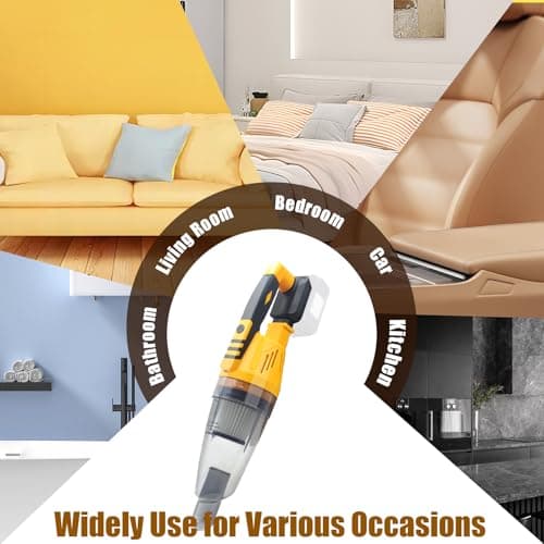 Cordless Handheld Vacuum Cleaner for DEWALT 20V Batteries, Portable Vehicle Vacuum Cleaner, with 3*Filters and 2*Extensible Tubes for Hard Floor Car Pet Hair Cleaning (with 2 * 5.0Ah Batteries) 8