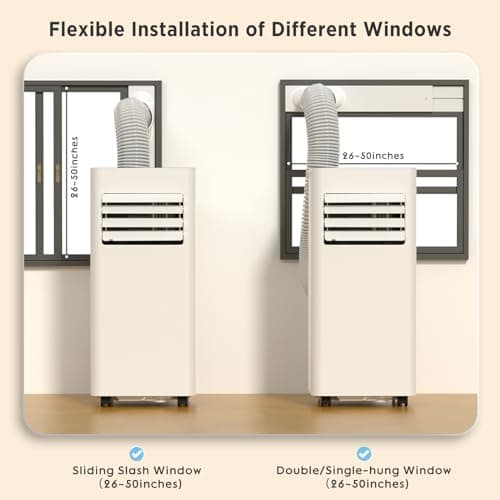 ZAFRO 10,000 BTU Portable Air Conditioners Cool Up to 450 Sq.Ft, 4 Modes Portable AC Unit with Remote Control/LED Display/24Hrs Timer/Installation Kits for Home/Office/Dorms, White 5