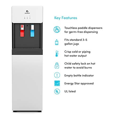 Avalon Bottom Loading Water Cooler Dispenser - Hot & Cold Water, Child Safety Lock, Innovative Slim Design, Holds 3 or 5 Gallon Bottles - UL Listed- White 8