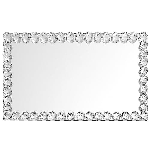 Rectangular Mirror Tray Crystal with Bead Diamond Shape Trim for Bathroom Vanity, Decorative Serving Tray for Coffee Table, Home Decor, Candles, Jewelry (9x6x1 in) 7