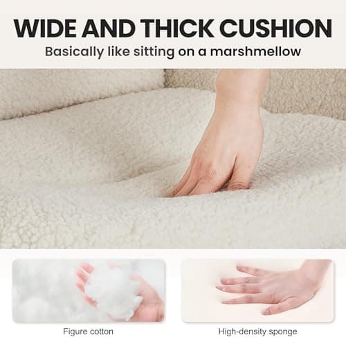 IWMH High-Back Home Office Chair,Upholstered Desk Chair with Armrests,Height Adjustable Armchair with Wheels, Swivel Office Desk Chair, Ergonomic Computer Task Chair, Leisure Armchair Cashmere(White) 8