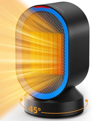 TABYIK Space Heater Electric Space Heaters for Indoor Use Small Portable Heater 45° Oscillating Personal Heater for Bedroom Home Office (Black)