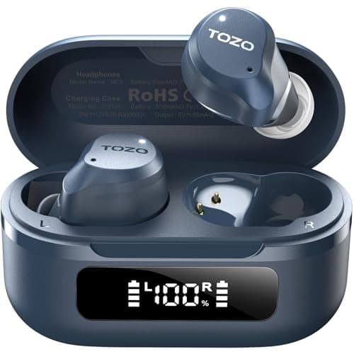 TOZO NC9 Hybrid Noise Cancelling Wireless Earbuds, Bluetooth 5.3 Ear Buds, 6 Mic ENC, IPX8 Waterproof, 60H Playtime, App EQ