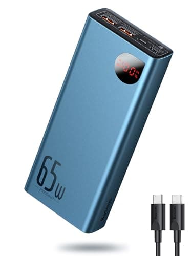 Baseus 65W 20000mAh Power Bank, 3-Port Portable Charger,Smart Digital Display, Compatible with iPhone 15/15 Plus/15 Pro/15 Pro Max, iPhone 14/13 Series, Samsung, MacBook, Dell, Steam Deck