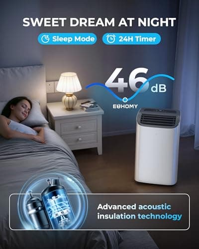 EUHOMY 12000 BTU Portable Air Conditioners - 2025 Upgraded Air Conditioner Portable for Rooms up to 550 Sq.Ft, Quiet AC Unit with Smart Sleep Mode, 24H Timer, Remote, 3-in-1 Air Cooler for Family 6