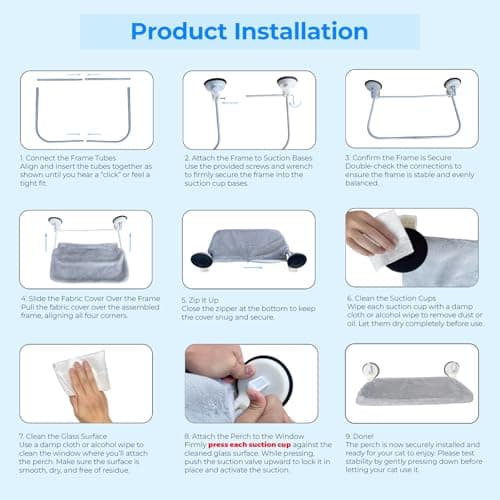 L&W BROS. Cat Window Perch with Lever Lock Suction Cups Holds up to 50 lbs Foldable & Space Saving Design Heavy Duty Window Hammock for Large Cats (L 1Pc) 8