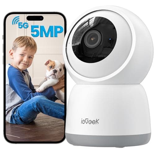ieGeek 5MP Indoor Camera, 5G/2.4G WiFi Cameras for Home Security with Phone App, Pan/Tilt Smart Dog Cam for Pet/Baby Monitor w/Motion Detection,Auto Tracking,2-Way Audio,Night Vision,Works with Alexa