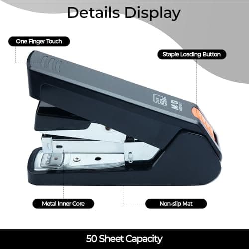 M&G Effortless Stapler 50 Sheet Capacity One-Touch Stapling, Heavy Duty Desktop Stapler Includes 1000 Staples and Remover, Portable Handheld Staplers for Home Office (Black) 6
