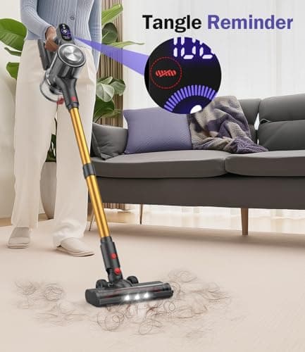 Cordless Vacuum Cleaner, 45Mins Vacuum Cleaners for Home with LED Display, Stick Vacuum Cordless Rechargeable, Wall-mounted Charging, Wireless Vacuum for Home Pet Hair, Carpet, Hardwood Floor 8