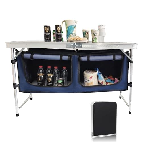 Camp Field Camping Folding Aluminum Table with Adjustable Legs,Outdoor Picnic Foldable Table for Travel Beach, Backyards, BBQ, Party and Gift... (Black)