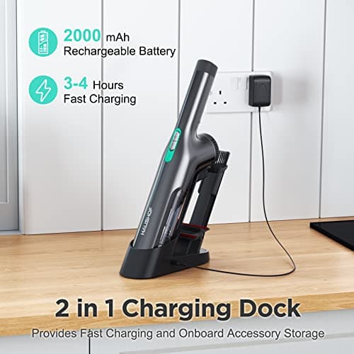 HAUSHOF Handheld Vacuum Cordless, 120W Brushless Motor, lightweight, Portable, Fast-Charging Hand Vac with 12000Pa Powerful Suction and Multifunctional Attachments, Ideal for Home, Office, Pet and Car 6