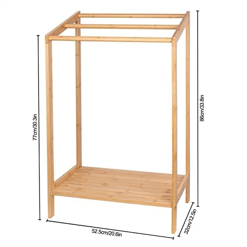 Purbambo Bamboo Towel Rack for Bathroom, 3 Tier Freestanding Towel Holders with Bottom Storage Shelf for Hand Towel, Washcloth, Facecloth, Small Bath Towel and Bathrobe 8