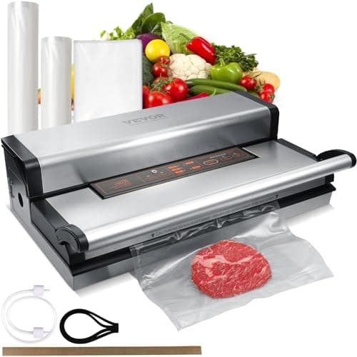 VEVOR Vacuum Sealer Machine, 95Kpa 350W Powerful Dual Pump and Dual Sealing, Dry and Moist Food Storage, Automatic and Manual Air Sealing System with Built-in Cutter, with Seal Bag and External Hose