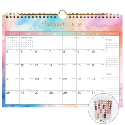 Lbylyhxc 2026 Calendar - Includes January 2026 to June 2027-18 Monthly Wall Calendar 2026, 11 x 8.5 Inches.Thick Paper with Julian Dates and Block for New Year and Christmas Presents (Wall Calendar 2026-2027 Colorful)