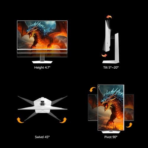 INNOCN 27" OLED 2K QHD 2560 x 1440p 500Hz Gaming Monitor, Gaming Console Ready, VRR, G-SYNC Compatible, HDR 500, 0.03ms, FPS/RTS, HDMI 2.1, DP, Speaker, Pivot Adjustable Stand - GA27M1Q 8