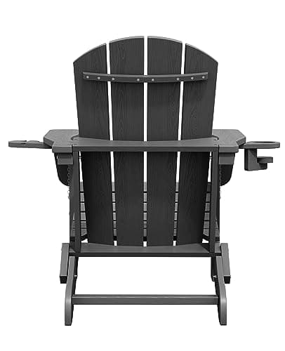 SERWALL Foldable Adirondack Chair, HDPE Adirondack Chair with Wood-Texture-Gray 13