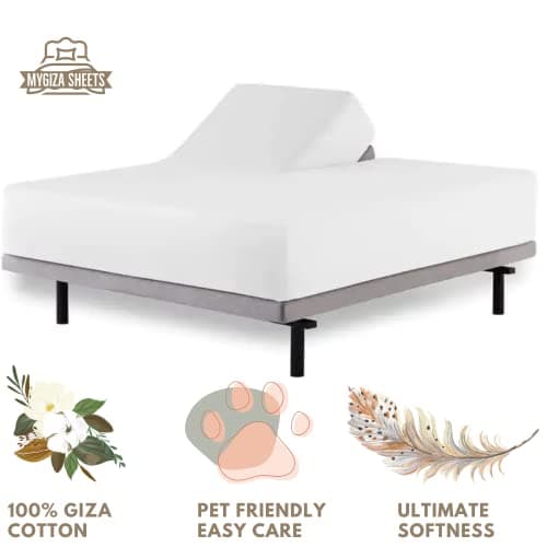 Split Top King Fitted Sheet for Adjustable Bed, 100% Giza Cotton, 34" Flex Head, 1 Pc (White) 8