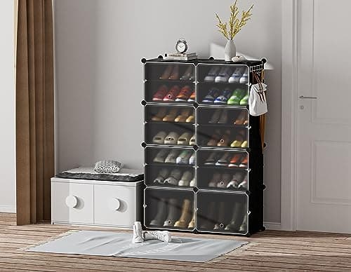 HOMIDEC Shoe Rack, 8 Tier Shoe Storage Cabinet 32 Pair Plastic Shoe Shelves Organizer for Closet Hallway Bedroom Entryway 2