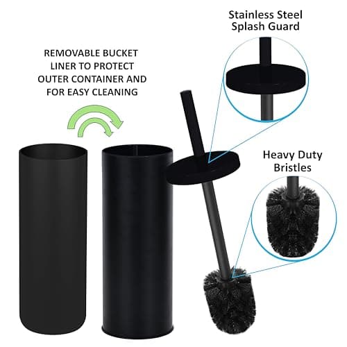 Deep & Sturdy Toilet Bowl Brush with Holder - Durable Scrubbing - Toilet Cleaners - Household Essentials - Silicone Brush - Bathroom Cleaner - Cleaning Supplies - Household Supplies, Matte Black 3