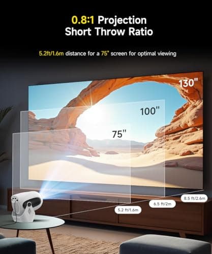 【Electric Focus】Projector with WiFi 6 and Bluetooth 5.0, Mini Portable Native 720P with 4K Support, Smart Proyector Built in Apps, Auto Vertical Keystone, Home Movie Projectors for Outdoor 7